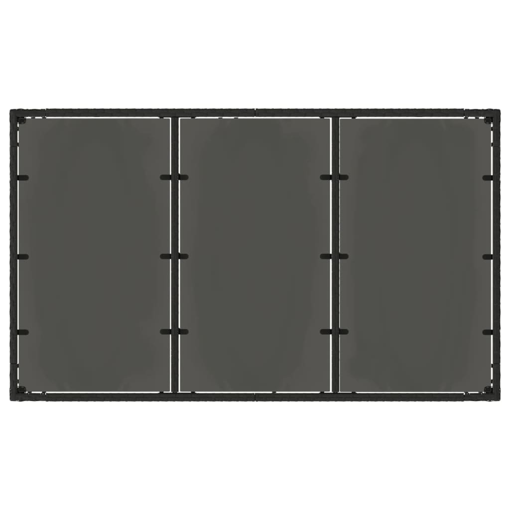 vidaXL Τραπέζι Κήπου με Γυάλινη Επιφάνεια Μαύρο 150x90x75εκ Συνθ Ρατάν