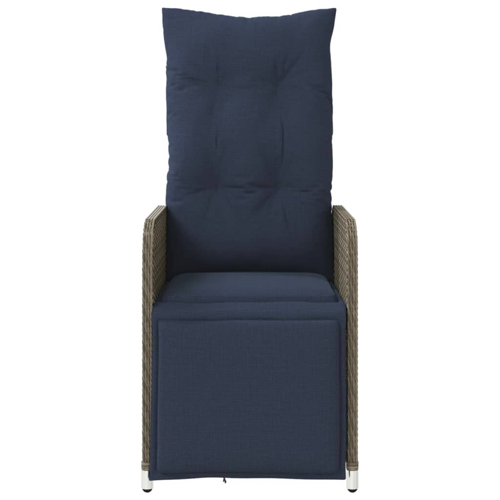 vidaXL Ανακλινόμενη Πολυθρόνα Κήπου με Μαξιλάρια Γκρι από Συνθετικό Ρατάν