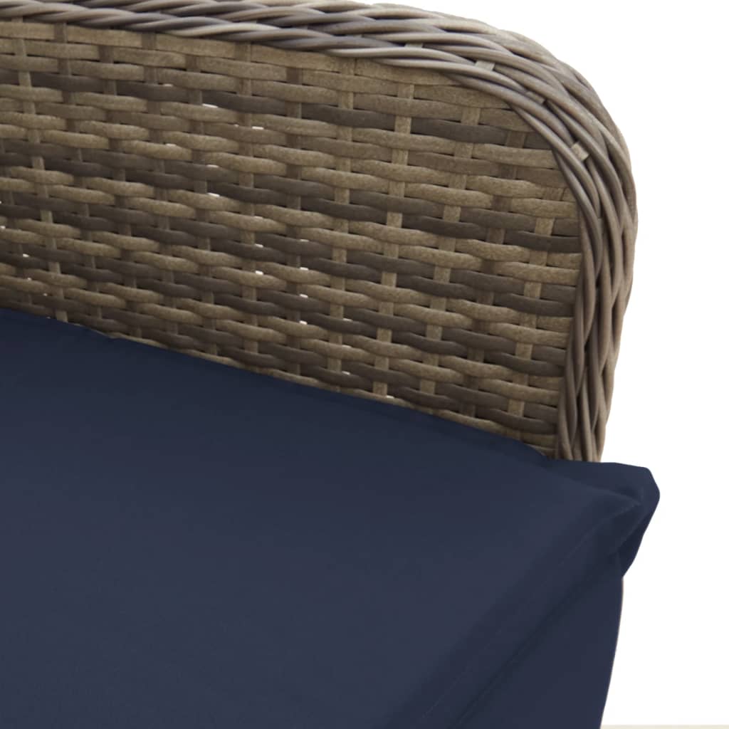 vidaXL Ανακλινόμενες Καρέκλες Κήπου 2 τεμ. με Τραπέζι από Γκρι Συνθετικό Ρατάν