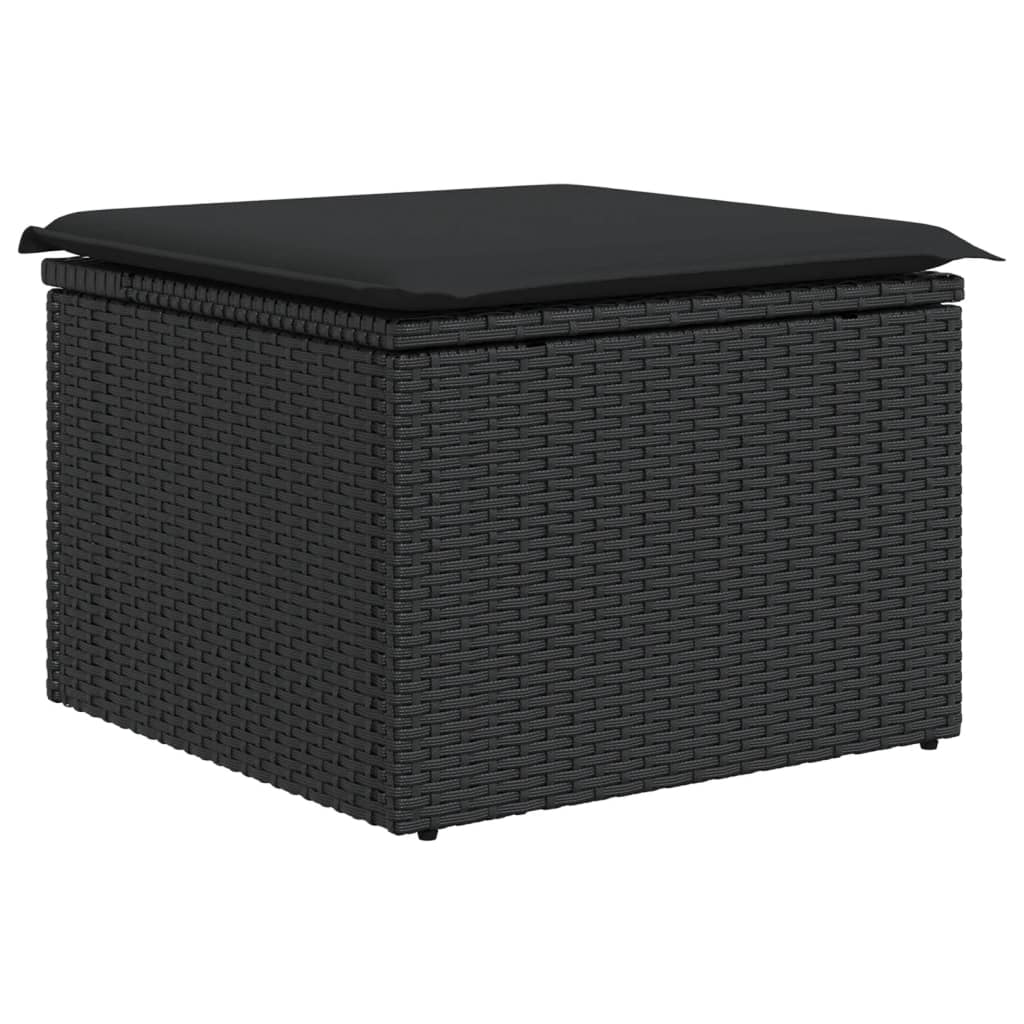 vidaXL Σκαμπό Κήπου με Μαξιλάρι Μαύρο 55x55x37 εκ. από Συνθετικό Ρατάν