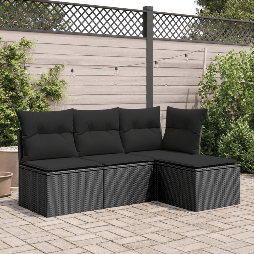 vidaXL Σκαμπό Κήπου με Μαξιλάρι Μαύρο 55x55x37 εκ. από Συνθετικό Ρατάν