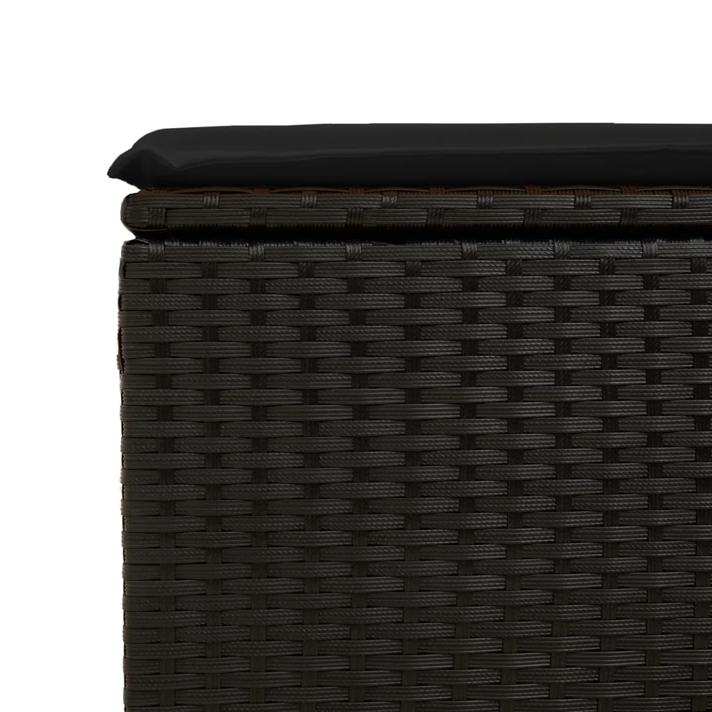 vidaXL Σκαμπό Κήπου με Μαξιλάρι Μαύρο 55x55x37 εκ. από Συνθετικό Ρατάν