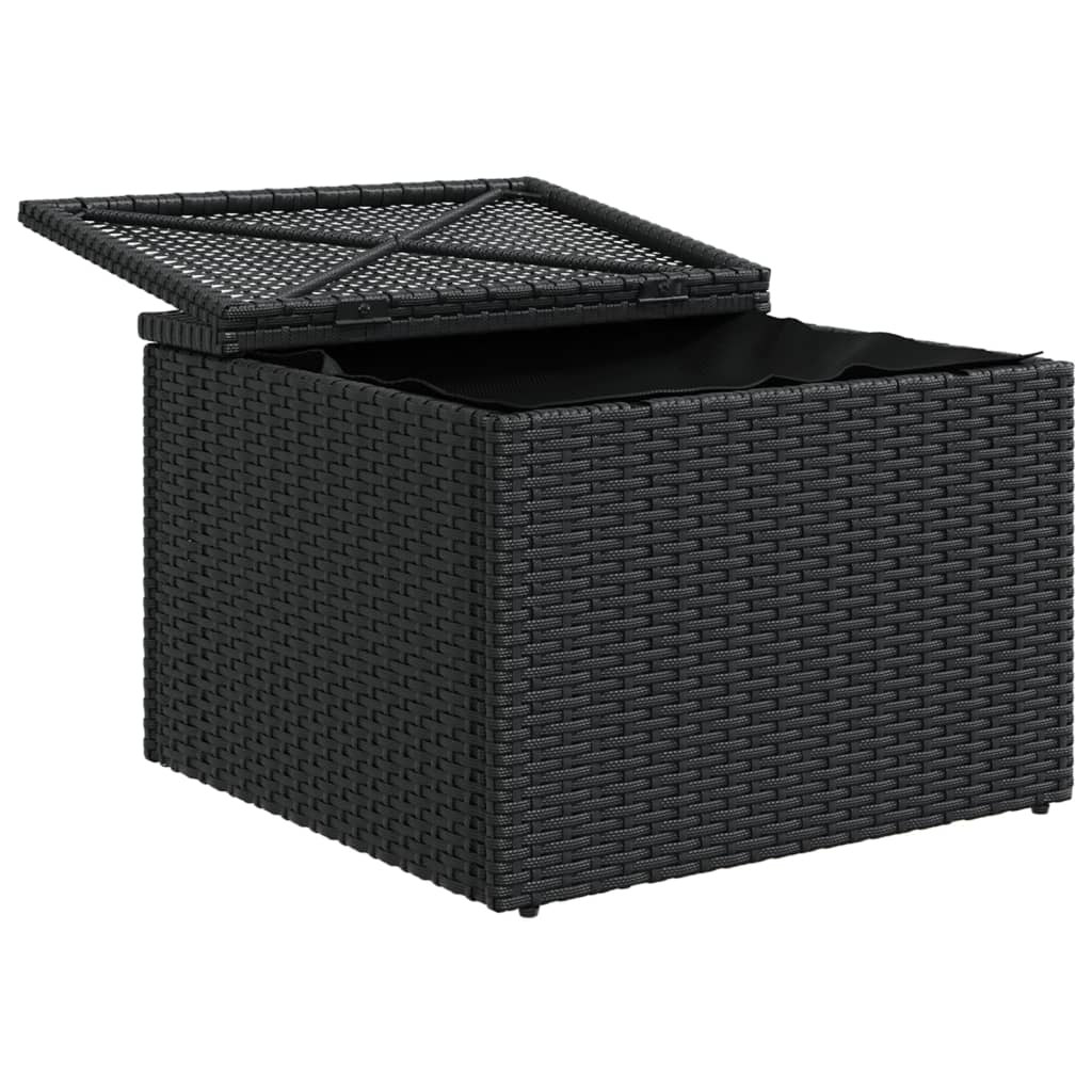 vidaXL Σκαμπό Κήπου με Μαξιλάρι Μαύρο 55x55x37 εκ. από Συνθετικό Ρατάν