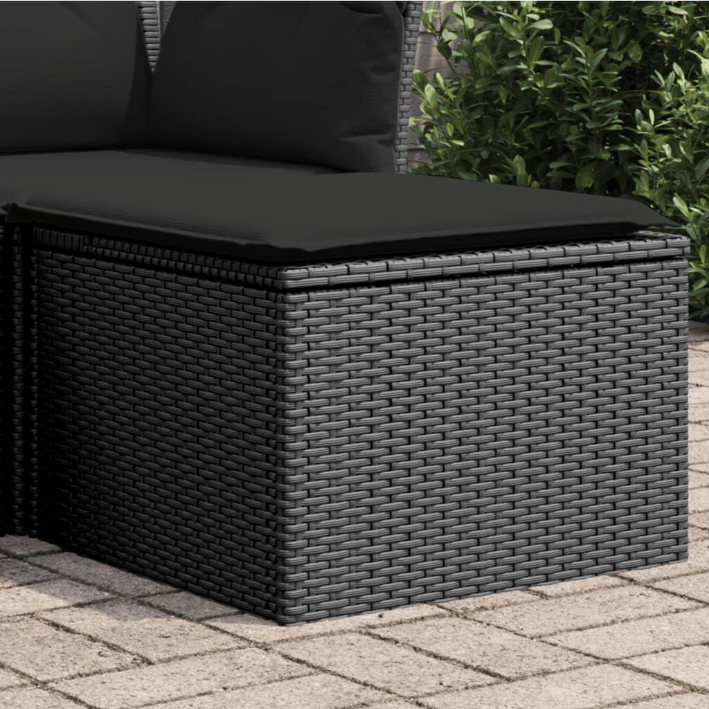 vidaXL Σκαμπό Κήπου με Μαξιλάρι Μαύρο 55x55x37 εκ. από Συνθετικό Ρατάν