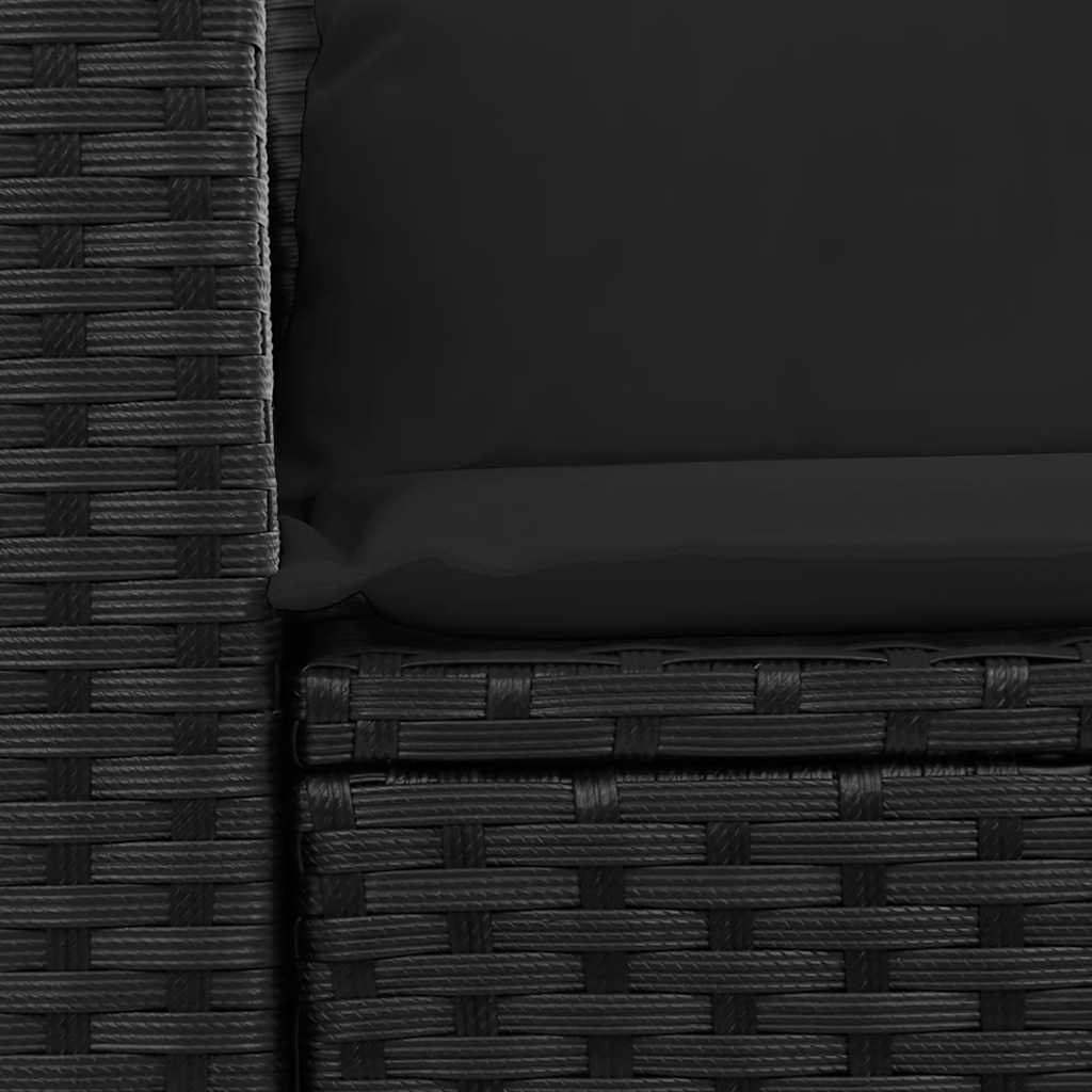 vidaXL Καναπές Κήπου Διθέσιος με Μαξιλάρια Μαύρος από Συνθετικό Ρατάν