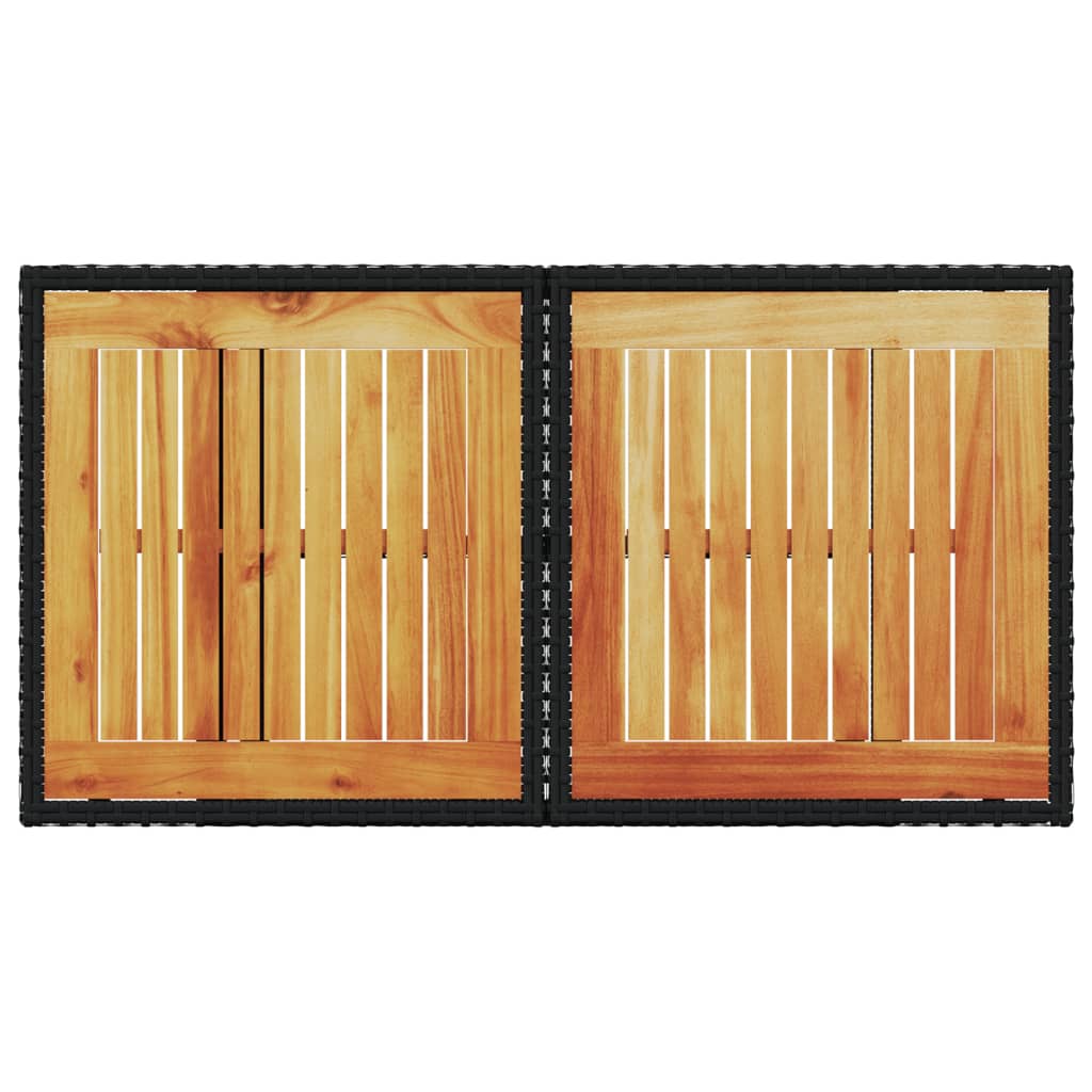 vidaXL Τραπέζι Κήπου Μαύρο 100x55x73 εκ. Συνθετικό Ρατάν/Ξύλο Ακακίας