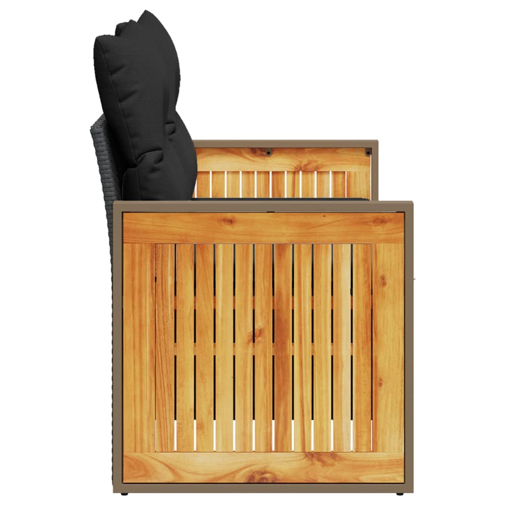 vidaXL Καναπές Κήπου Διθέσιος Μαύρος από Συνθετικό Ρατάν με Μαξιλάρια