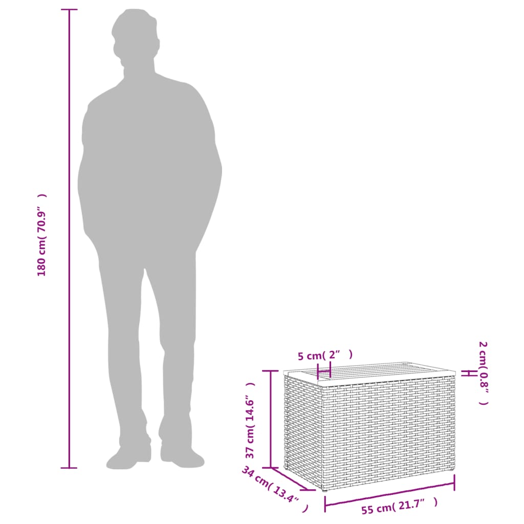 vidaXL Τραπεζάκια Κήπου 2 τεμ. Μαύρα 55x34x37εκ. Συνθ.Ρατάν/Μασίφ Ξύλο