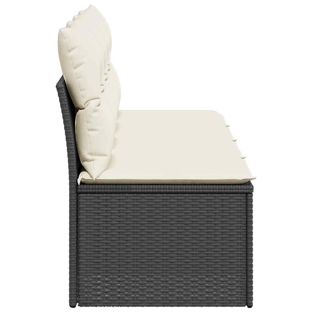 vidaXL Καναπές Κήπου Τετραθέσιος Μαύρος Συνθετικό Ρατάν με Μαξιλάρια