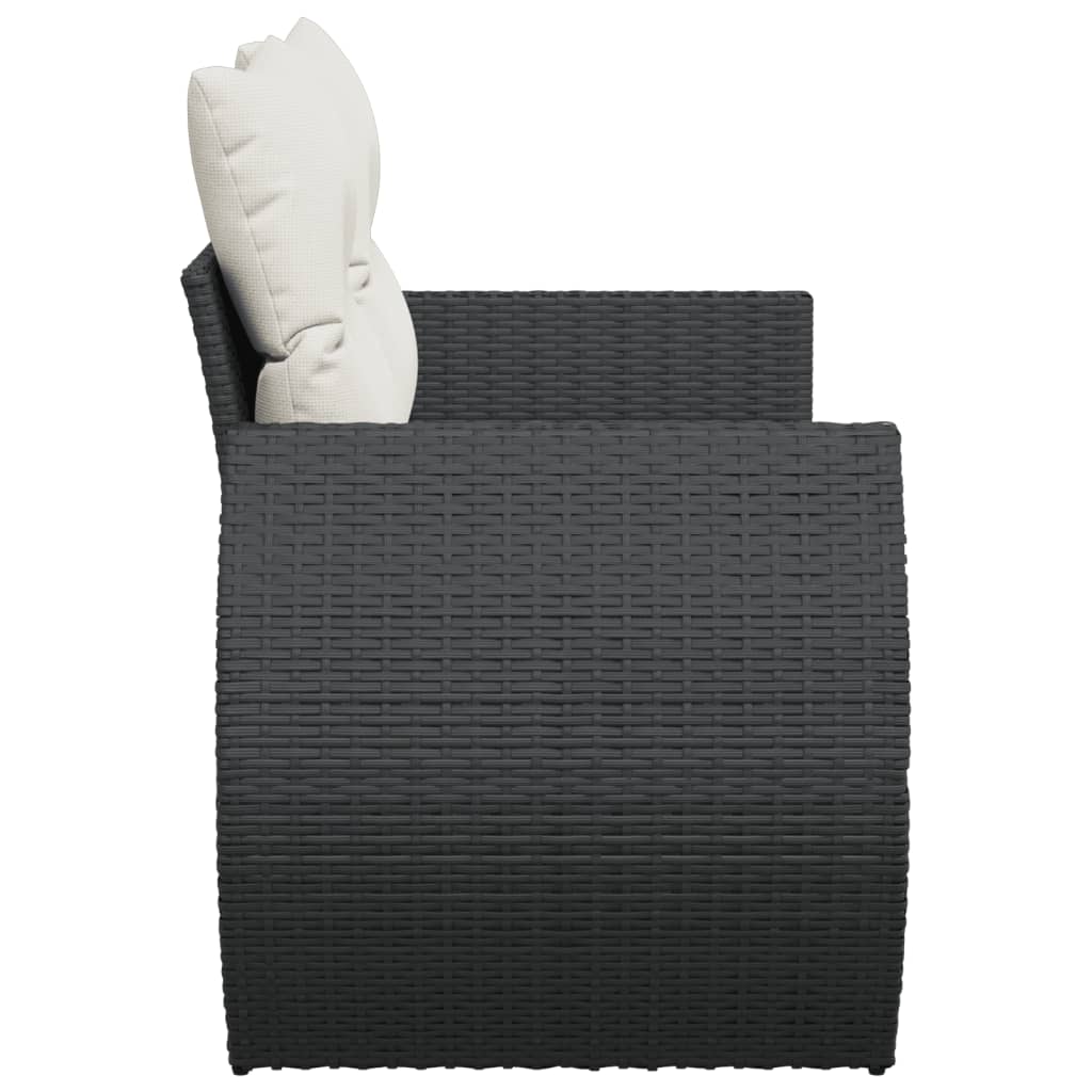 vidaXL Καναπές Κήπου Διθέσιος Μαύρος από Συνθετικό Ρατάν με Μαξιλάρια