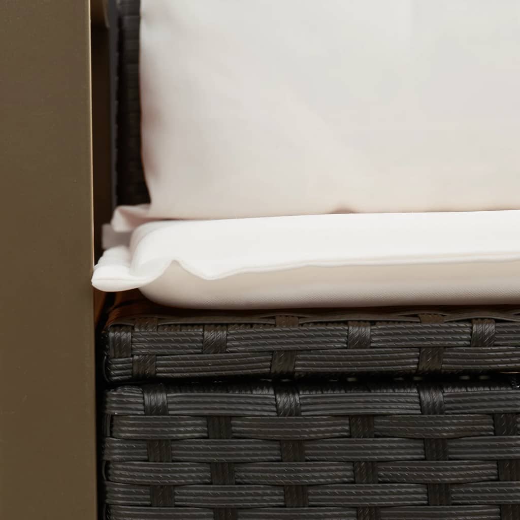 vidaXL Καναπές Κήπου Διθέσιος Μαύρος από Συνθετικό Ρατάν με Μαξιλάρια