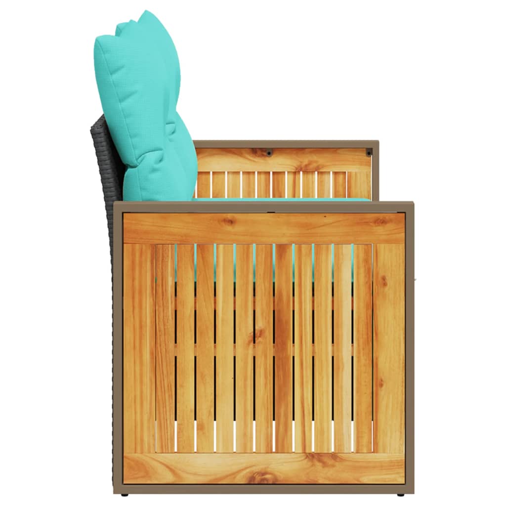 vidaXL Καναπές Κήπου Διθέσιος με Μαξιλάρια Μαύρος από Συνθετικό Ρατάν