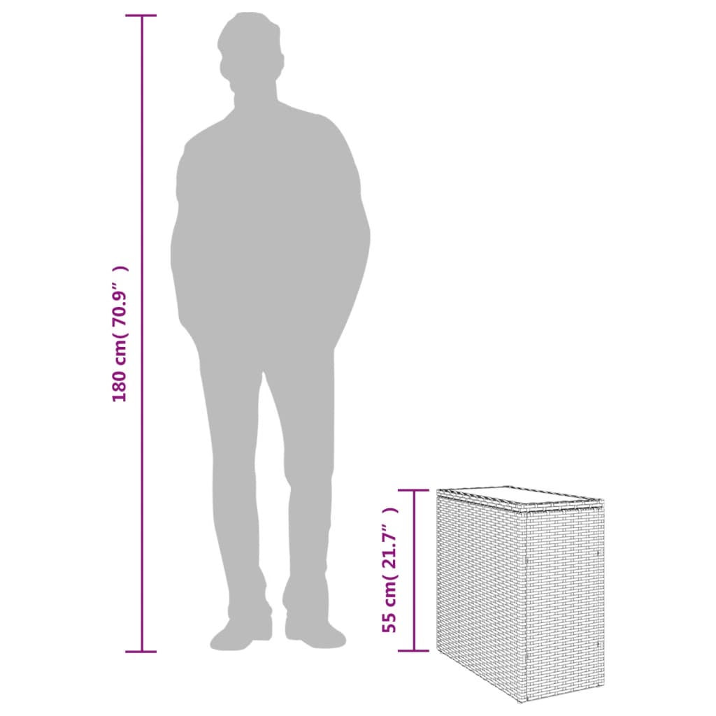 vidaXL Τραπέζι Κήπου με Γυάλινη Επιφ. Μπεζ 58x27,5x55 εκ. Συνθ. Ρατάν