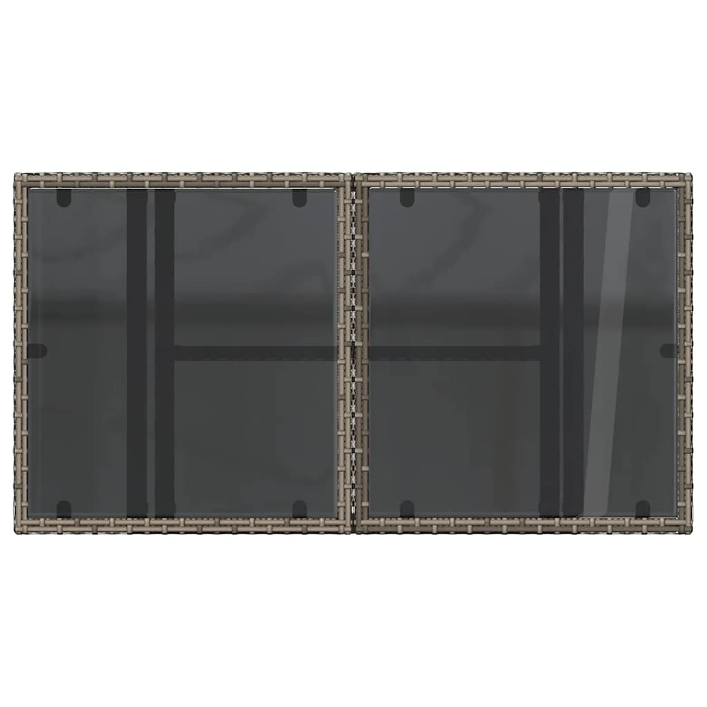 vidaXL Τραπέζι Κήπου με Γυάλινη Επιφάνεια Γκρι 100x55x73 εκ Ρατάν