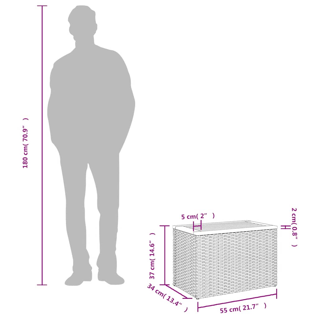 vidaXL Τραπεζάκια Κήπου 2 τεμ. Γκρι 55x34x37εκ. Συνθ.Ρατάν/Μασίφ Ξύλο