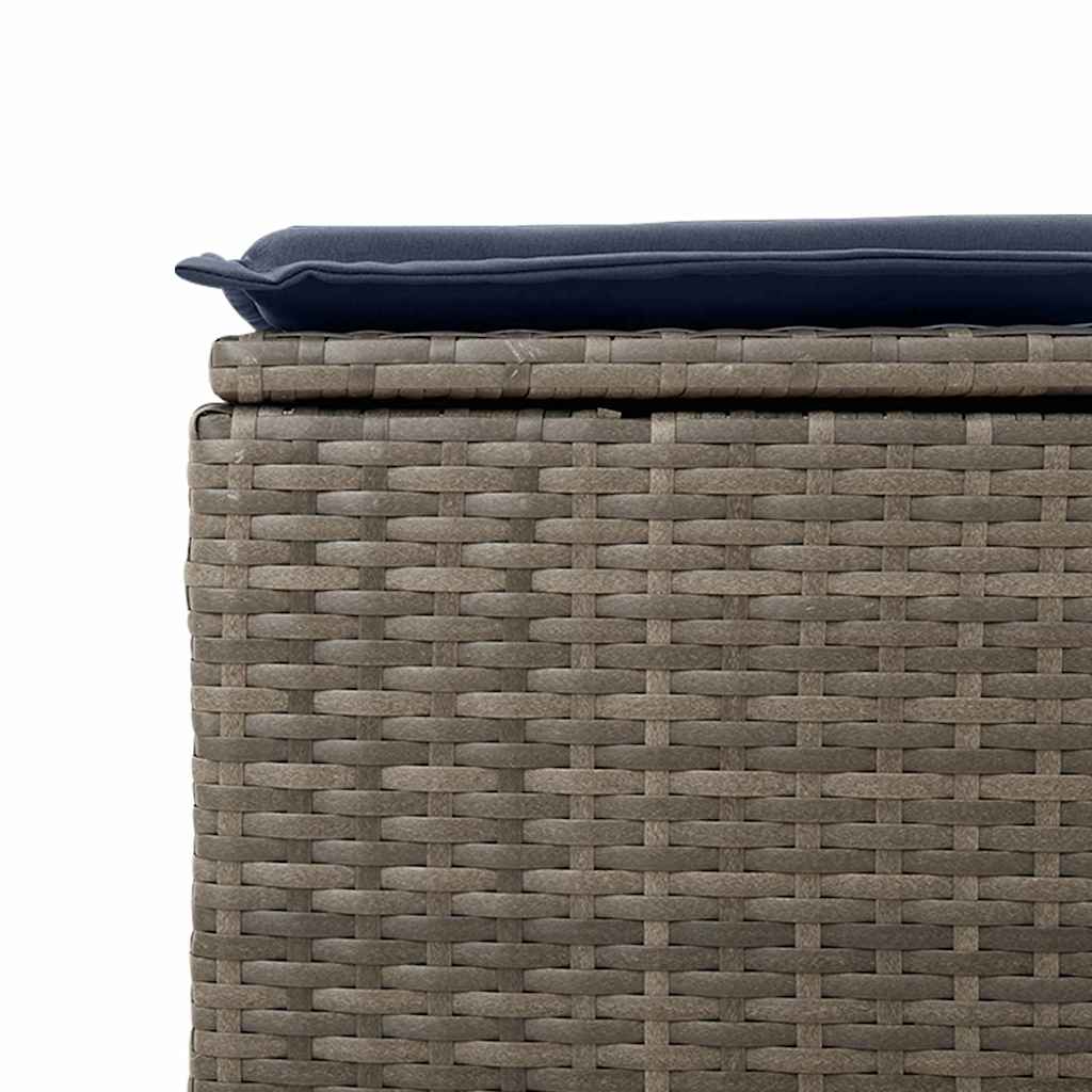 vidaXL Σκαμπό Κήπου με μαξιλάρι Γκρι 55 x 55 x 37 εκ συνθετικό ρατάν