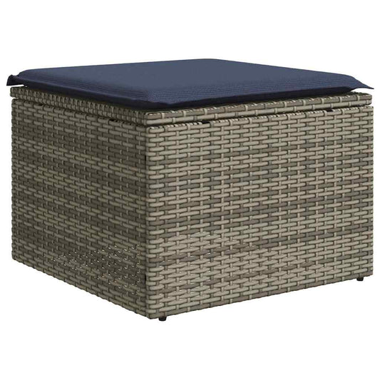 vidaXL Σκαμπό Κήπου με μαξιλάρι Γκρι 55 x 55 x 37 εκ συνθετικό ρατάν