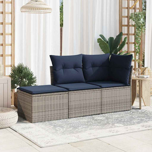 vidaXL Σκαμπό Κήπου με μαξιλάρι Γκρι 55 x 55 x 37 εκ συνθετικό ρατάν