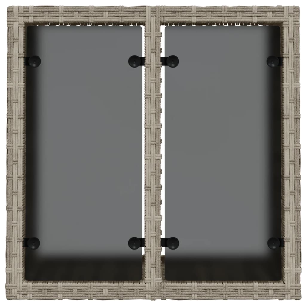 vidaXL Τραπέζι Κήπου με Γυάλινη Επιφάνεια Αν. Γκρι 55x55x37 εκ Ρατάν