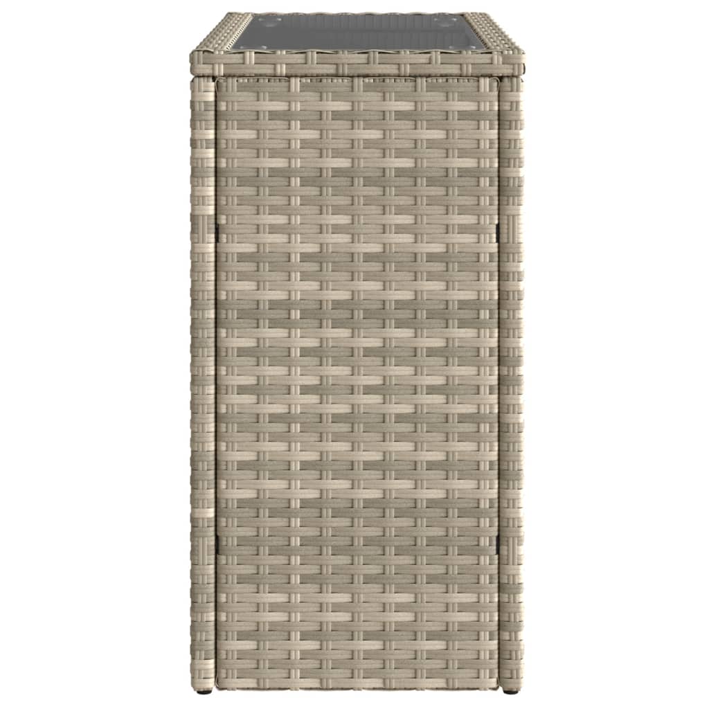 vidaXL Τραπέζι Κήπου με Γυάλινη Επιφ. Γκρι 58x27,5x55 εκ. Συνθ. Ρατάν