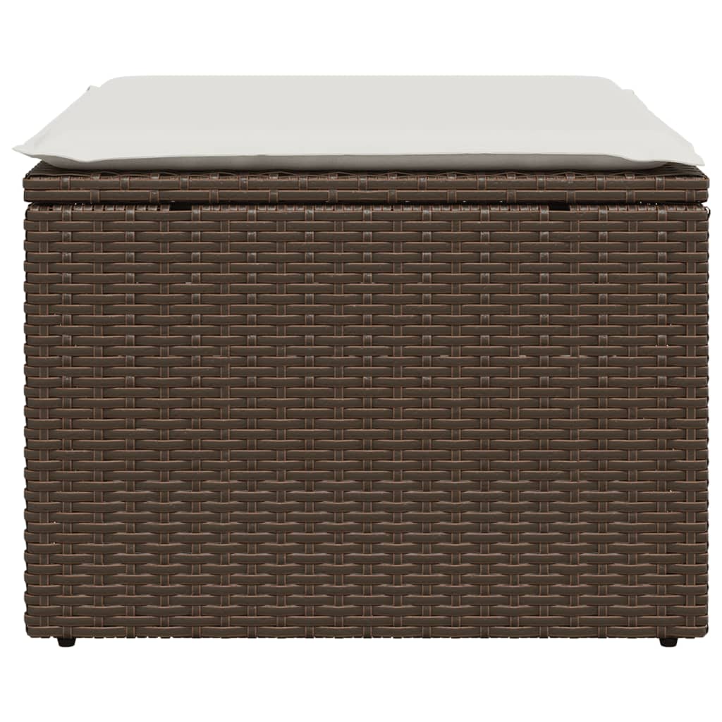vidaXL Υποπόδιο Κήπου Καφέ 55x55x37 εκ. Συνθετικό Ρατάν με Μαξιλάρι