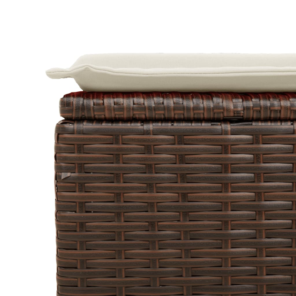 vidaXL Υποπόδιο Κήπου Καφέ 55x55x37 εκ. Συνθετικό Ρατάν με Μαξιλάρι