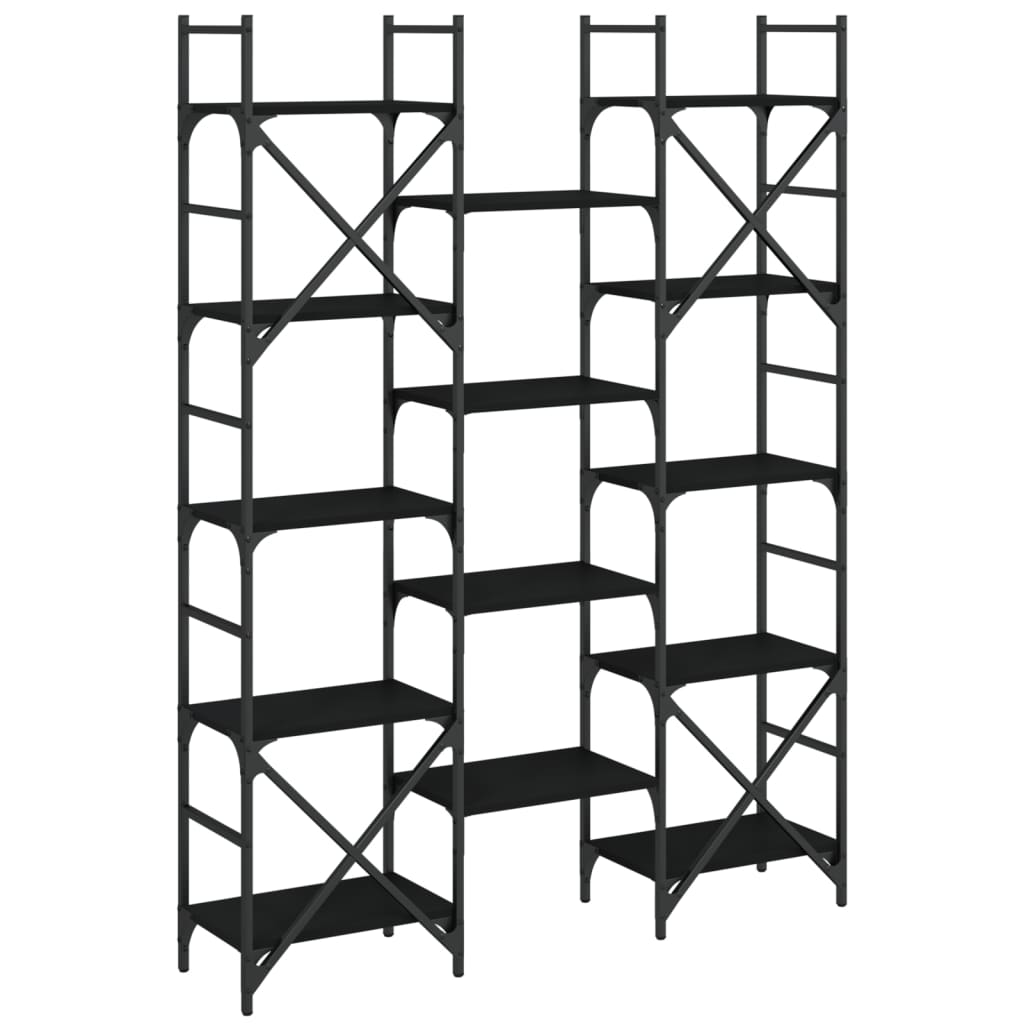 vidaXL Βιβλιοθήκη Μαύρη 127,5x28,5x172,5 εκ. από Επεξεργασμένο Ξύλο