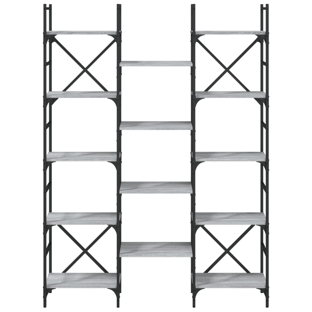 vidaXL Βιβλιοθήκη Γκρι Sonoma 127,5x28,5x172,5 εκ. Επεξεργασμένο Ξύλο