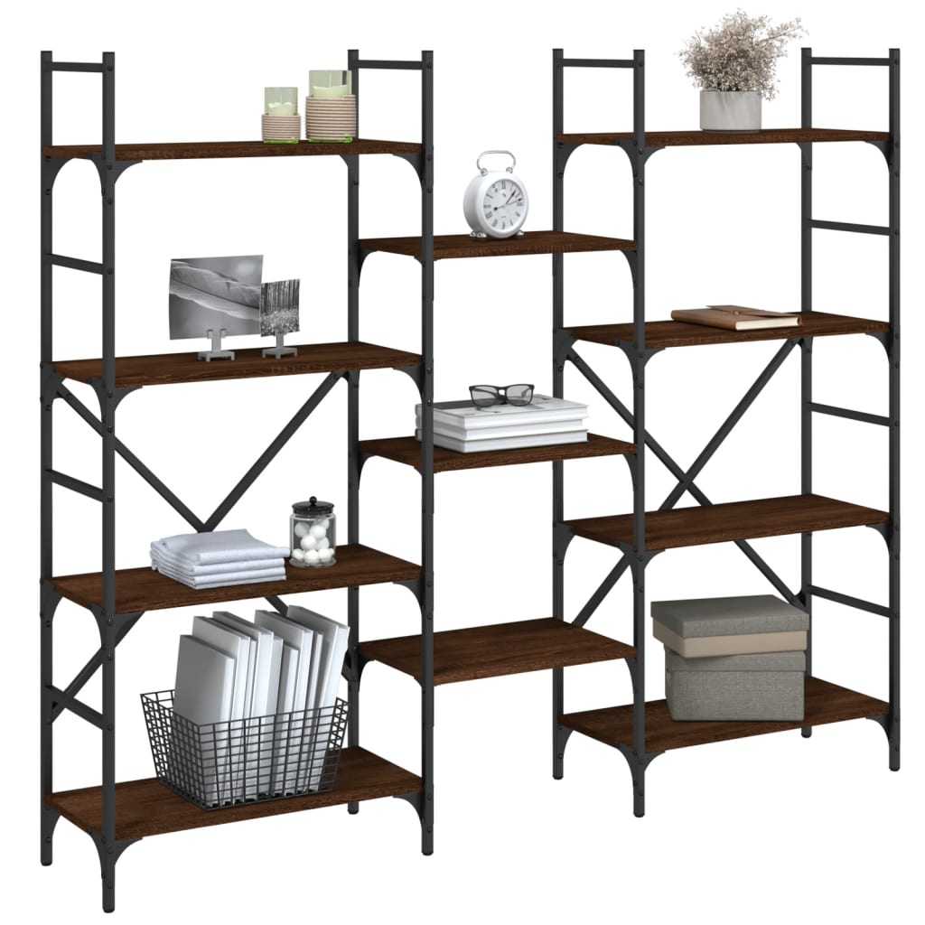 vidaXL Βιβλιοθήκη Καφέ Δρυς 160x28,5x136,5 εκ. Επεξεργασμένο Ξύλο