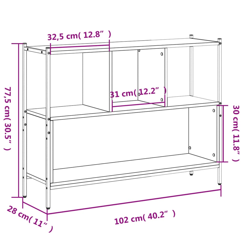 vidaXL Βιβλιοθήκη Γκρι Sonoma 102x28x77,5 εκ. από Επεξεργασμένο Ξύλο