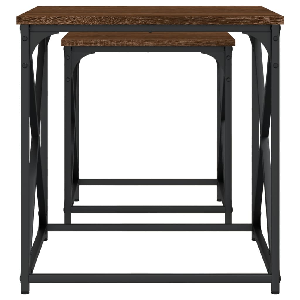 vidaXL Τραπεζάκια Ζιγκόν 2 τεμ. Καφέ Δρυς από Επεξεργασμένο Ξύλο