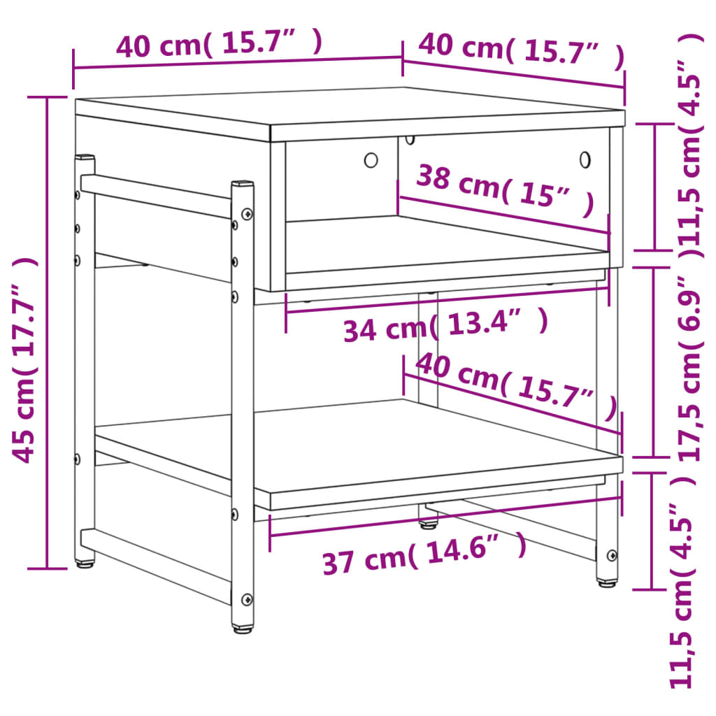 vidaXL Τραπεζάκι Σαλονιού Καπνιστή Δρυς 40x40x45 εκ. Επεξεργ. Ξύλο