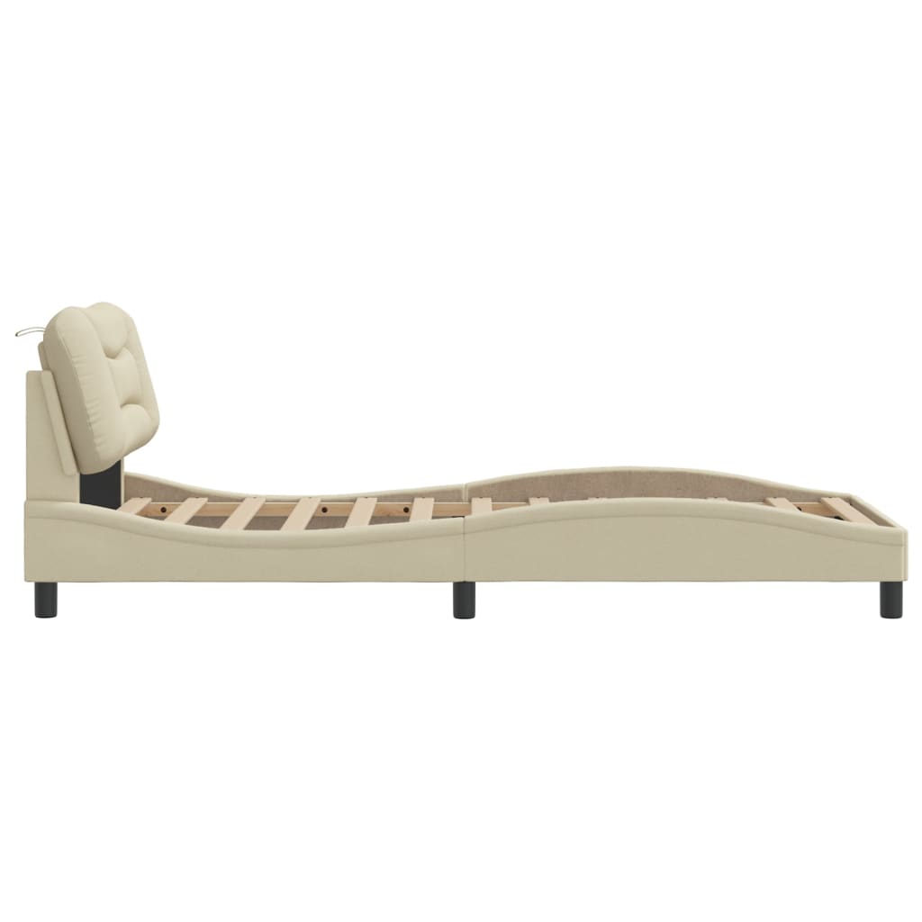 vidaXL Σκελετός Κρεβατιού Χωρίς Στρώμα Κρέμα 90x200 εκ. Υφασμάτινο