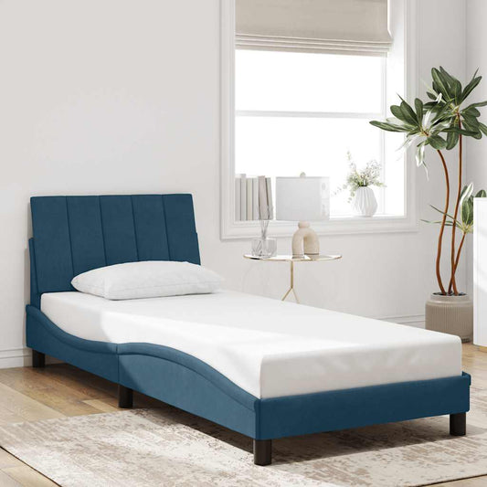 vidaXL Πλαίσιο Κρεβατιού Χωρίς Στρώμα Hanko Μπλε 90 x 190 εκ. Βελούδινο