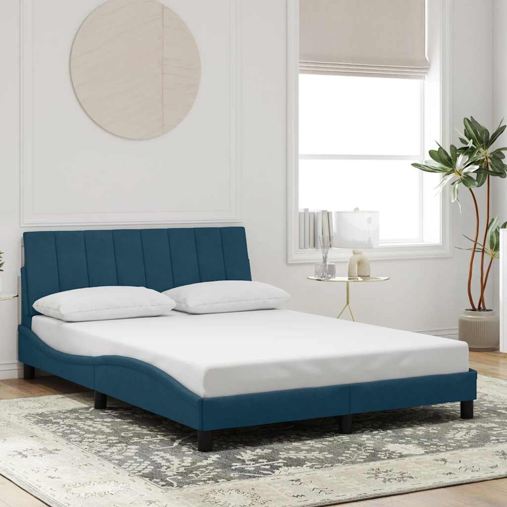 vidaXL Πλαίσιο Κρεβατιού Χωρίς Στρώμα Hanko Μπλε 120x200 εκ. Βελούδινο