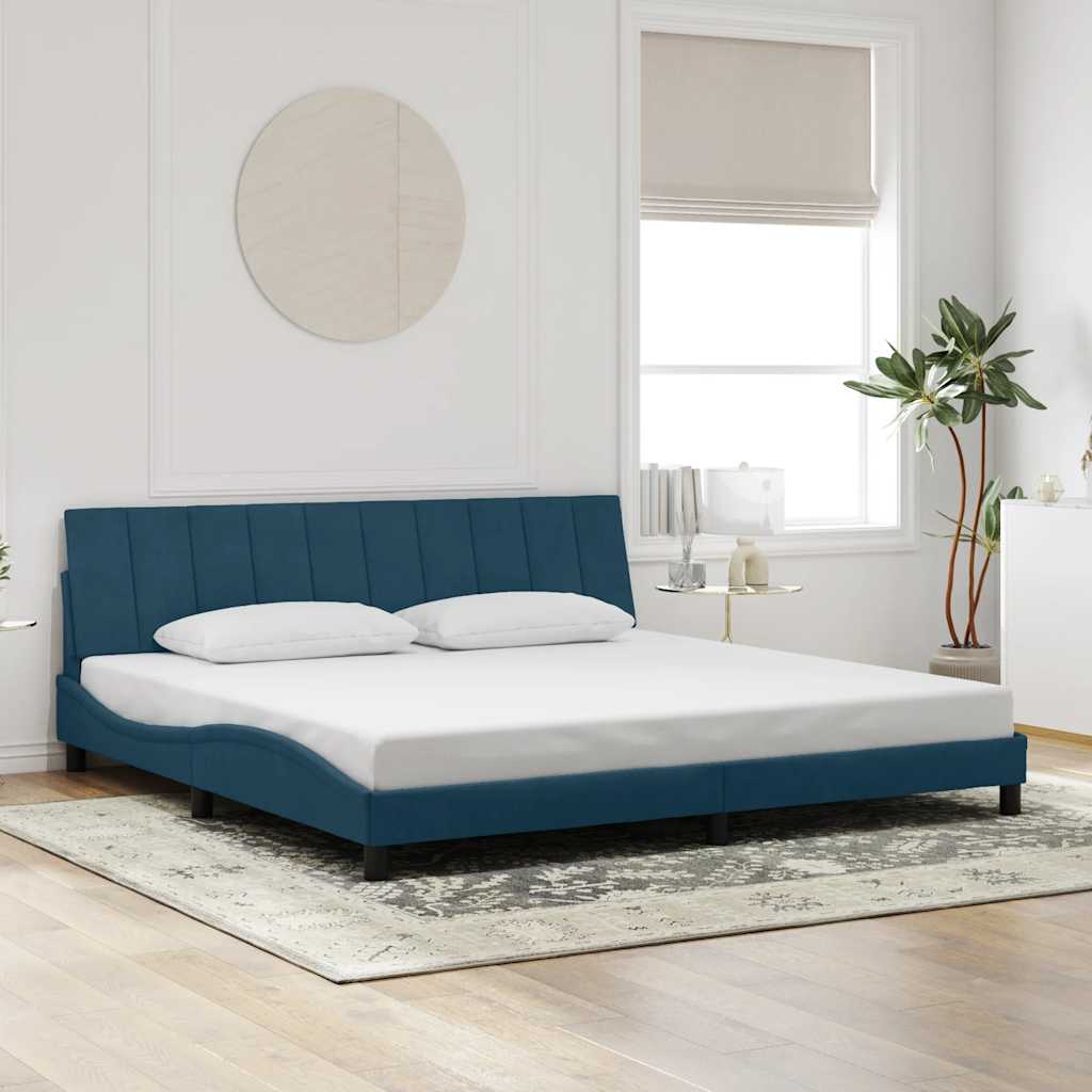 vidaXL Σκελετός Κρεβατιού Χωρίς Στρώμα Μπλε 90 x 190 εκ. Βελούδινο