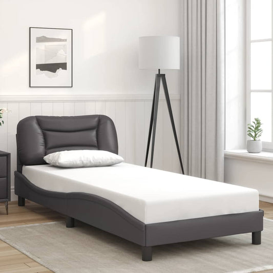 vidaXL Πλαίσιο κρεβατιού χωρίς Στρώμα Hvar Γκρι 80x200 εκ. Συνθετικό Δέρμα