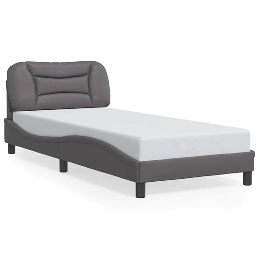 vidaXL Πλαίσιο κρεβατιού χωρίς Στρώμα Hvar Γκρι 90x190 εκ. Συνθετικό Δέρμα