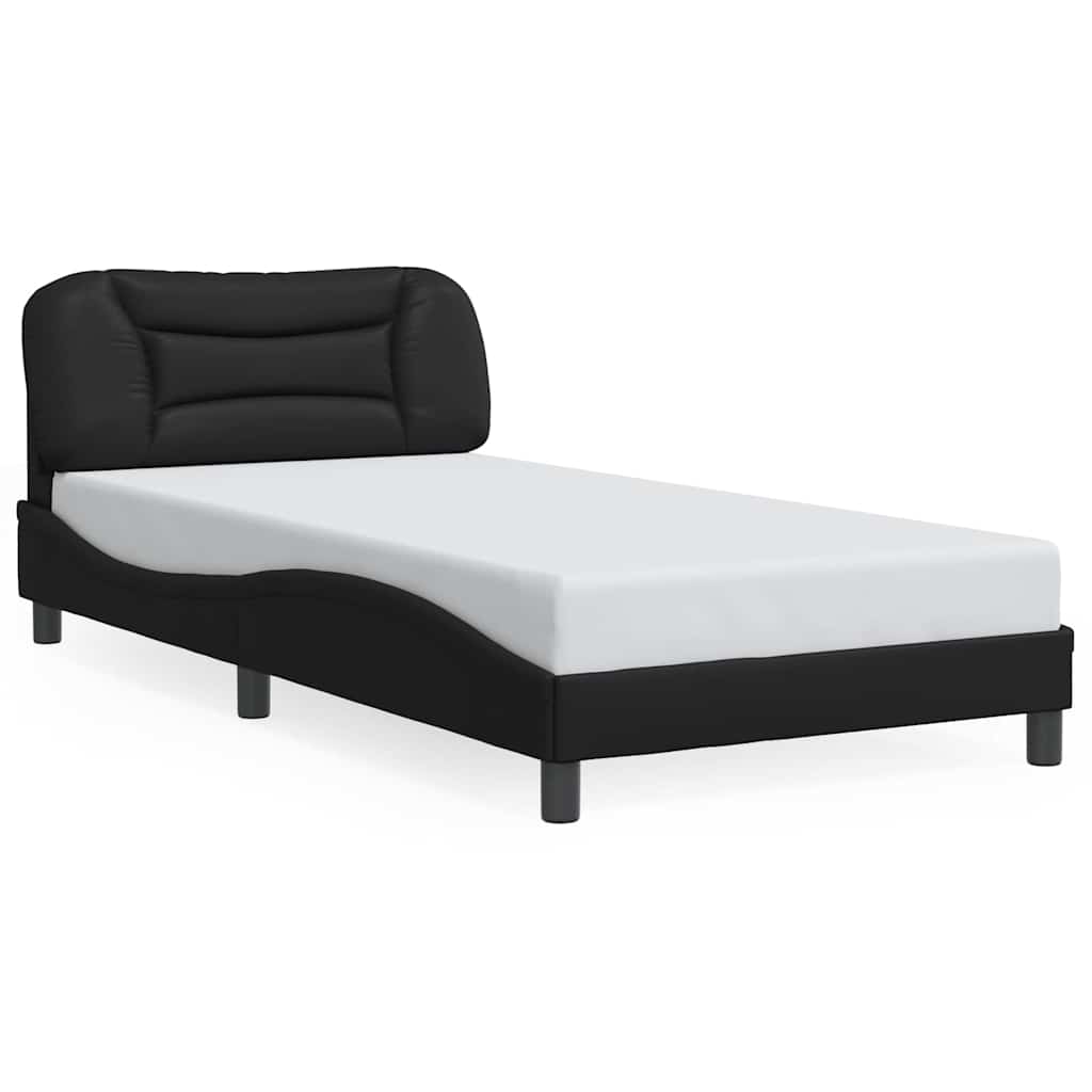 vidaXL Πλαίσιο κρεβατιού χωρίς Στρώμα Hvar Μαύρο 100x200 εκ. Συνθετικό Δέρμα