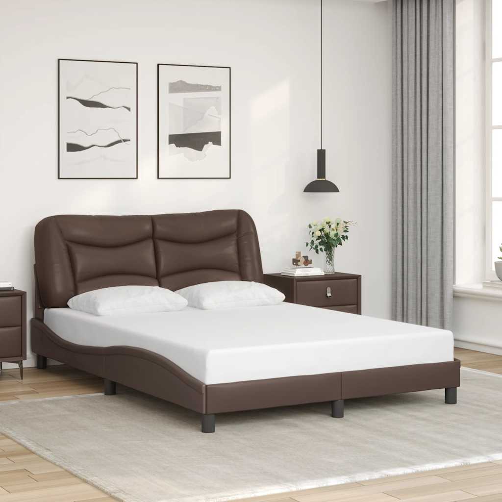 vidaXL Πλαίσιο κρεβατιού χωρίς Στρώμα Hvar Καφέ 120x200 εκ. Συνθετικό Δέρμα