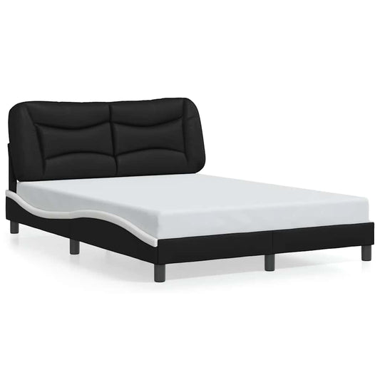 vidaXL Πλαίσιο κρεβατιού χωρίς Στρώμα Hvar Μαύρο/Λευκό 140x190εκ.Συνθ. Δέρμα