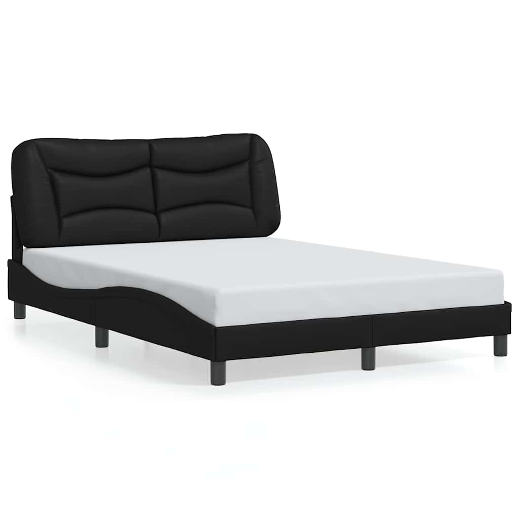 vidaXL Πλαίσιο κρεβατιού χωρίς Στρώμα Hvar Μαύρο 140x200 εκ. Συνθετικό Δέρμα