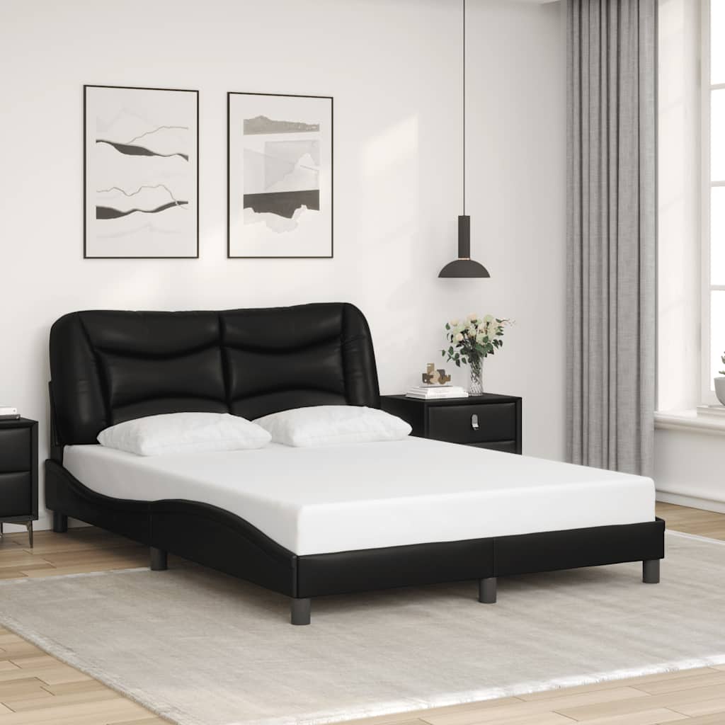 vidaXL Πλαίσιο κρεβατιού χωρίς Στρώμα Hvar Μαύρο 140x200 εκ. Συνθετικό Δέρμα