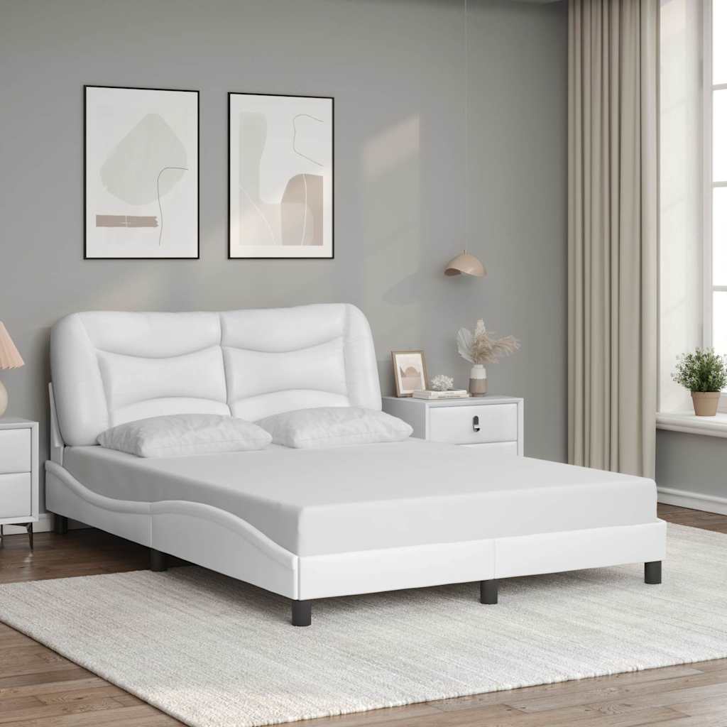 vidaXL Πλαίσιο κρεβατιού χωρίς Στρώμα Hvar Λευκό 140x200 εκ. Συνθετικό Δέρμα