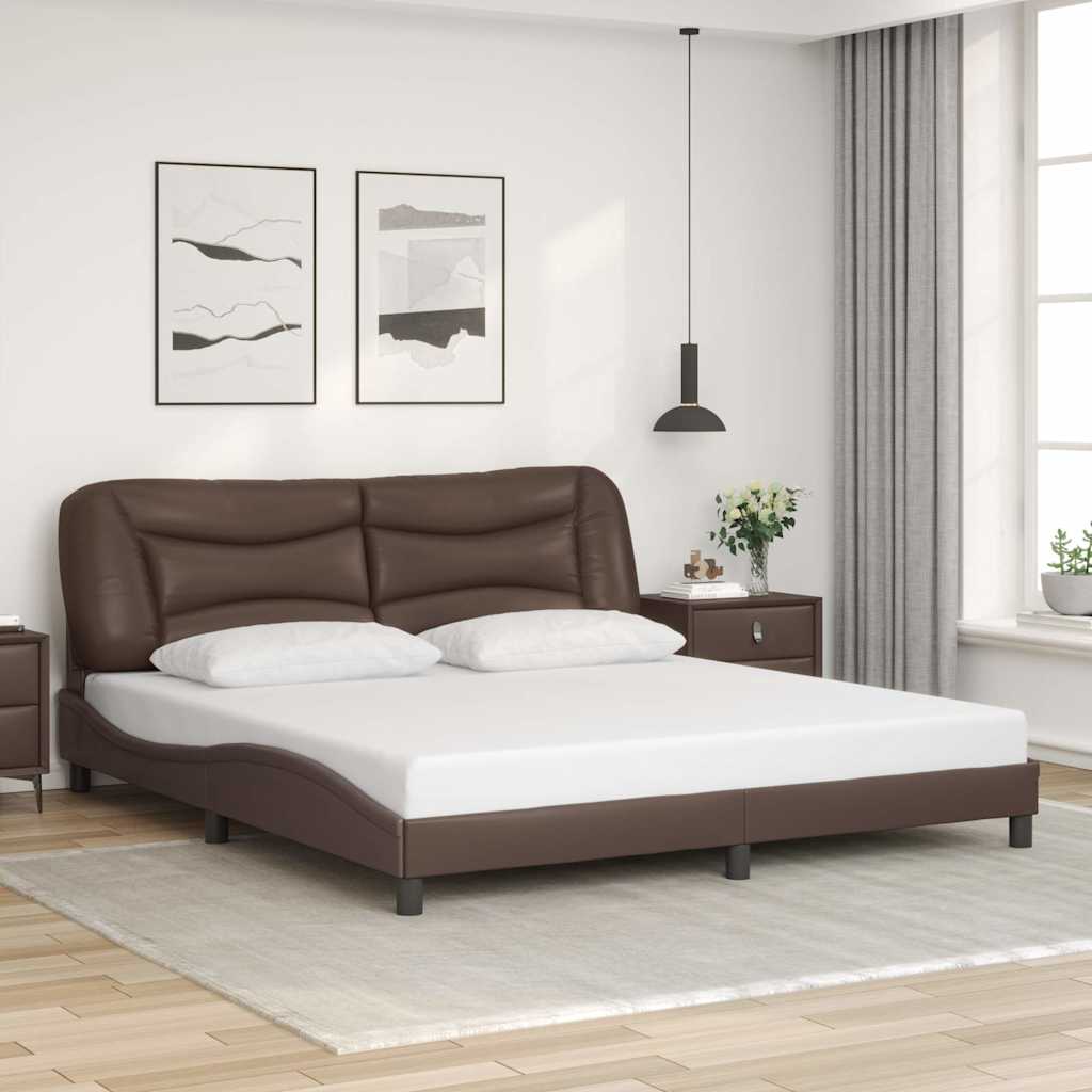 vidaXL Πλαίσιο κρεβατιού χωρίς Στρώμα Hvar Καφέ 180x200 εκ. Συνθετικό Δέρμα
