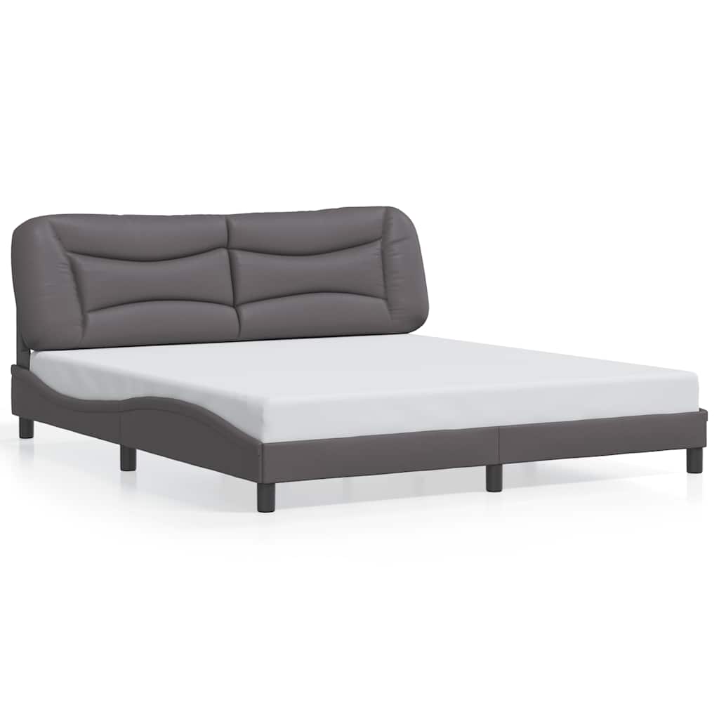 vidaXL Πλαίσιο κρεβατιού χωρίς Στρώμα Hvar Γκρι 180x200 εκ. Συνθετικό Δέρμα