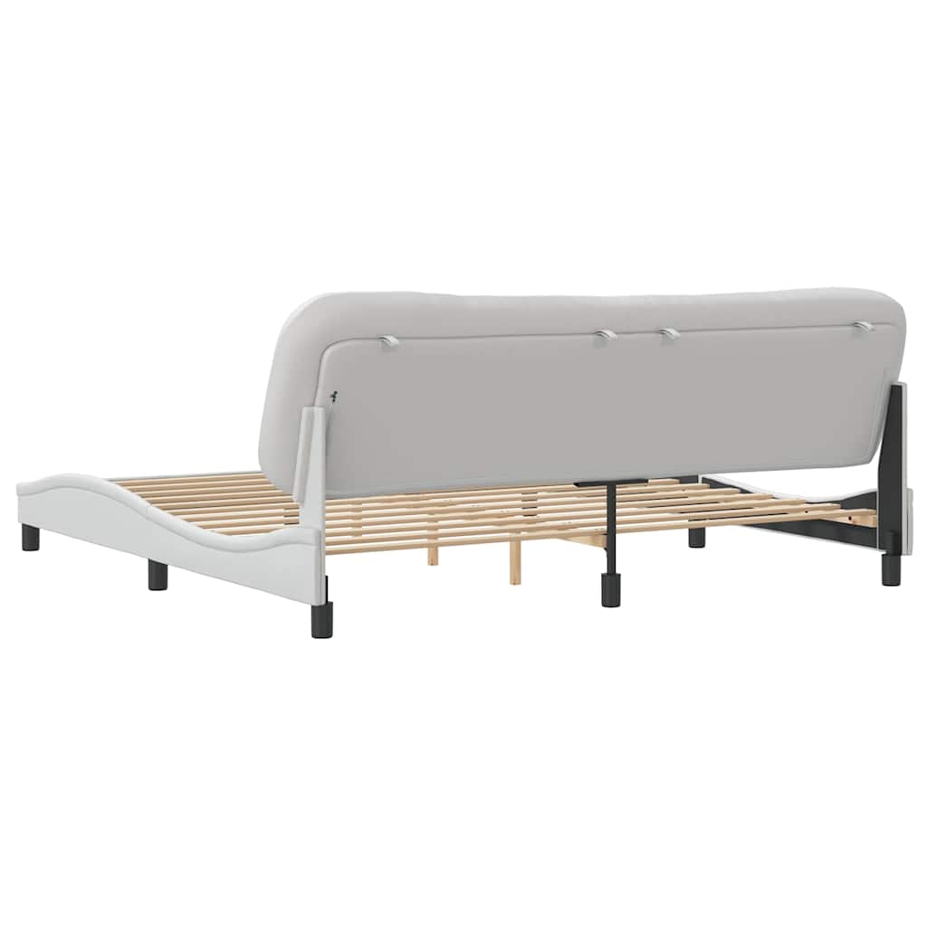 vidaXL Πλαίσιο κρεβατιού χωρίς Στρώμα Hvar Λευκό 200x200 εκ. Συνθετικό Δέρμα