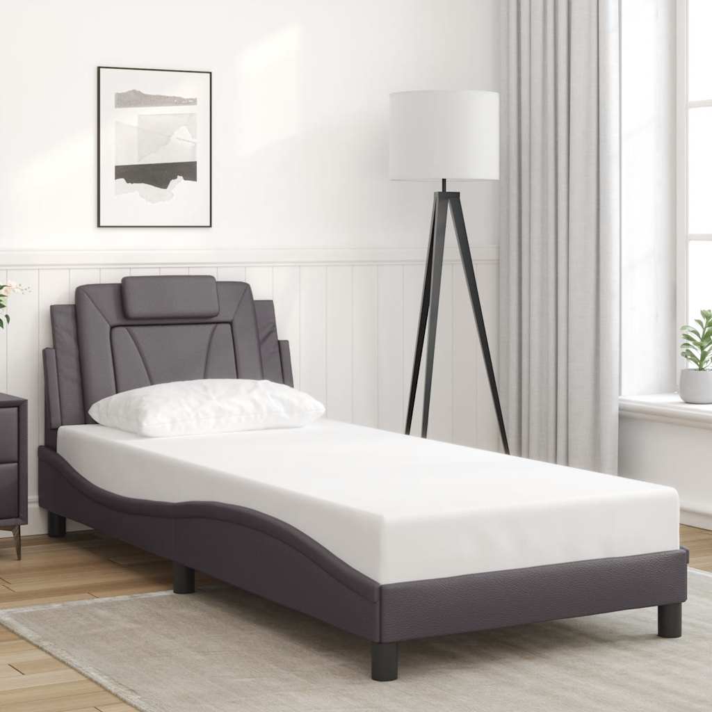 vidaXL Σκελετός Κρεβατιού Viana Χωρίς Στρώμα Γκρι 80x200 εκ. Συνθετικό Δέρμα