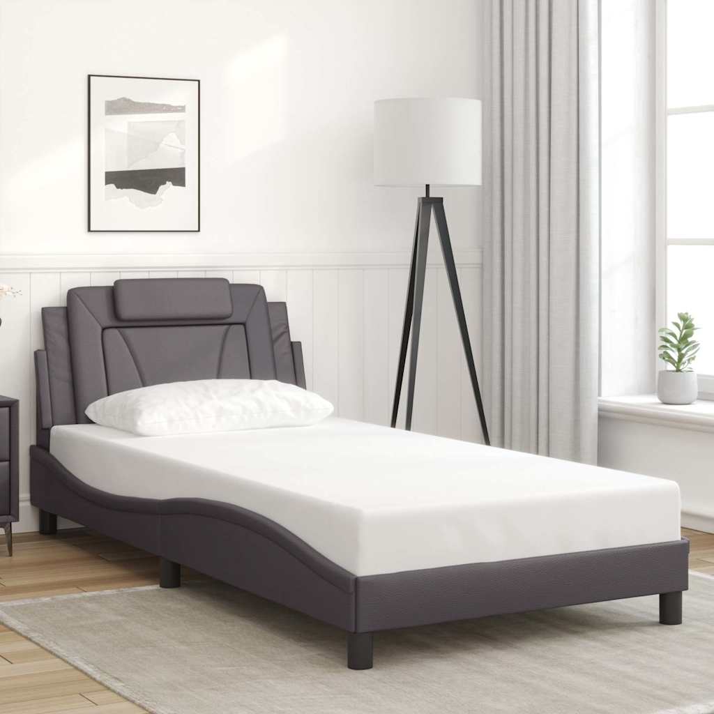 vidaXL Σκελετός Κρεβατιού Viana Χωρίς Στρώμα Γκρι 100x200 εκ. Συνθετικό Δέρμα