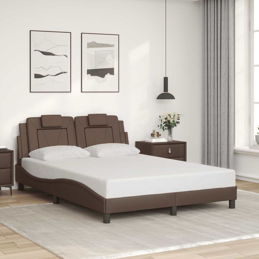 vidaXL Σκελετός Κρεβατιού Viana Χωρίς Στρώμα Καφέ 120x200 εκ. Συνθετικό Δέρμα